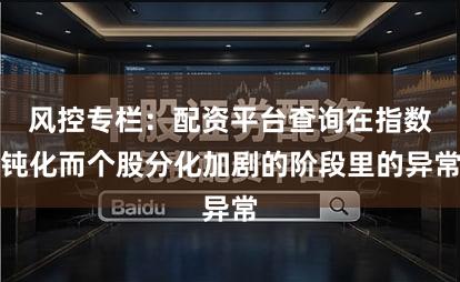 风控专栏：配资平台查询在指数钝化而个股分化加剧的阶段里的异常